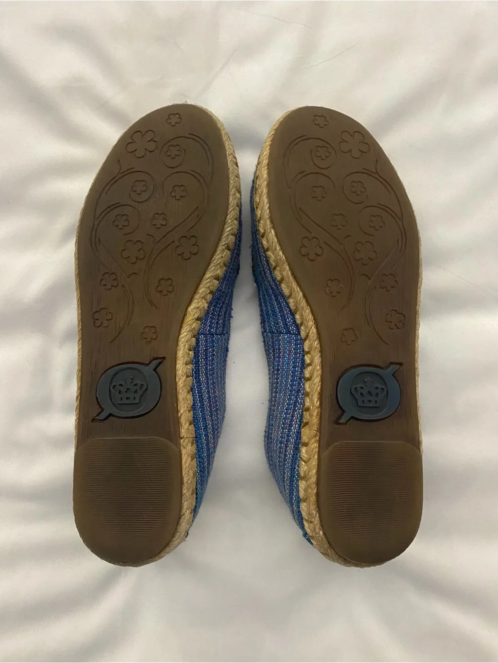 Børn Sitton Blue Striped Fabric Espadrille Loafers - Women's Size 7